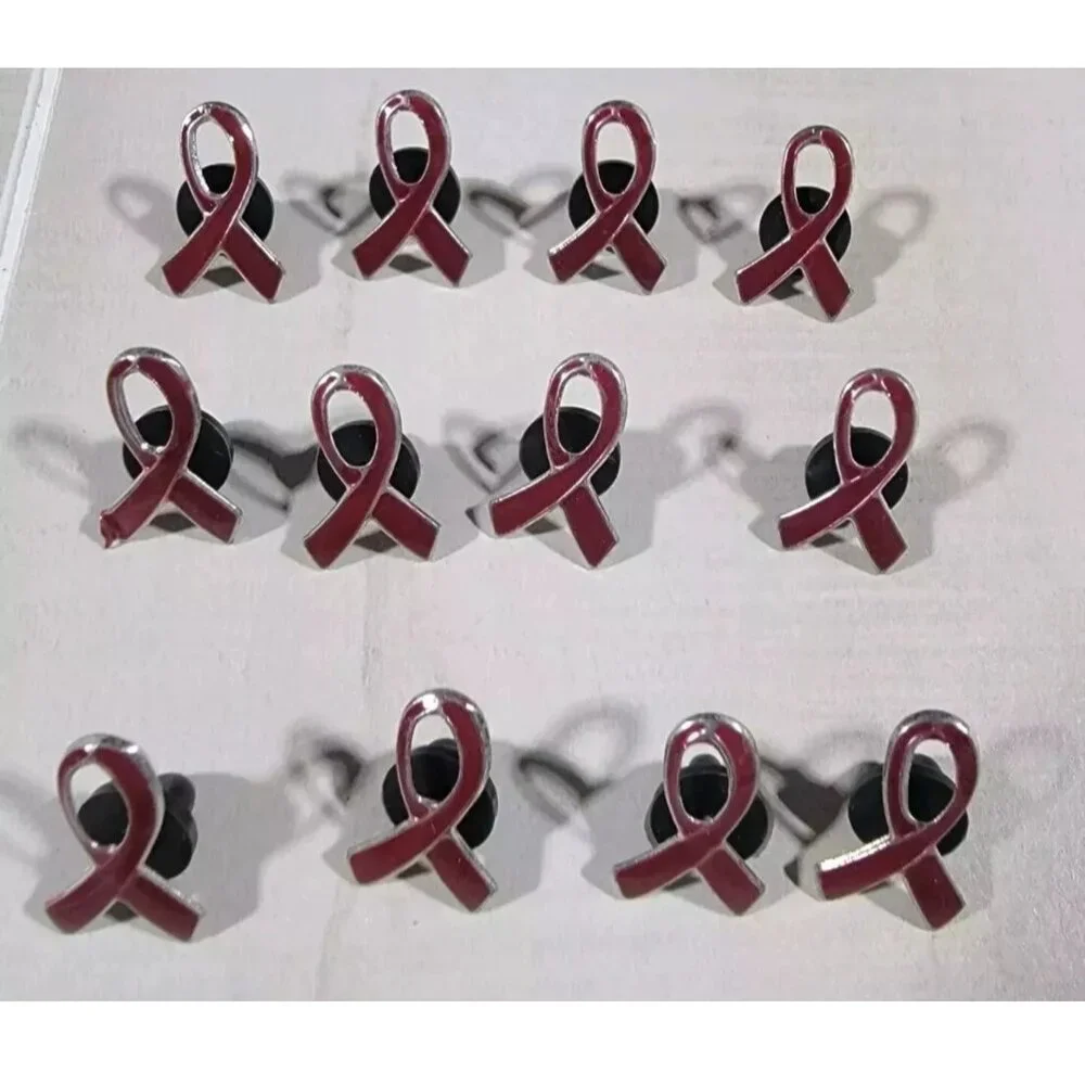12 Red Awareness Ribbon Pins - Bulk Pack - 1 inch ~ DARE Drug Free, Heart Health